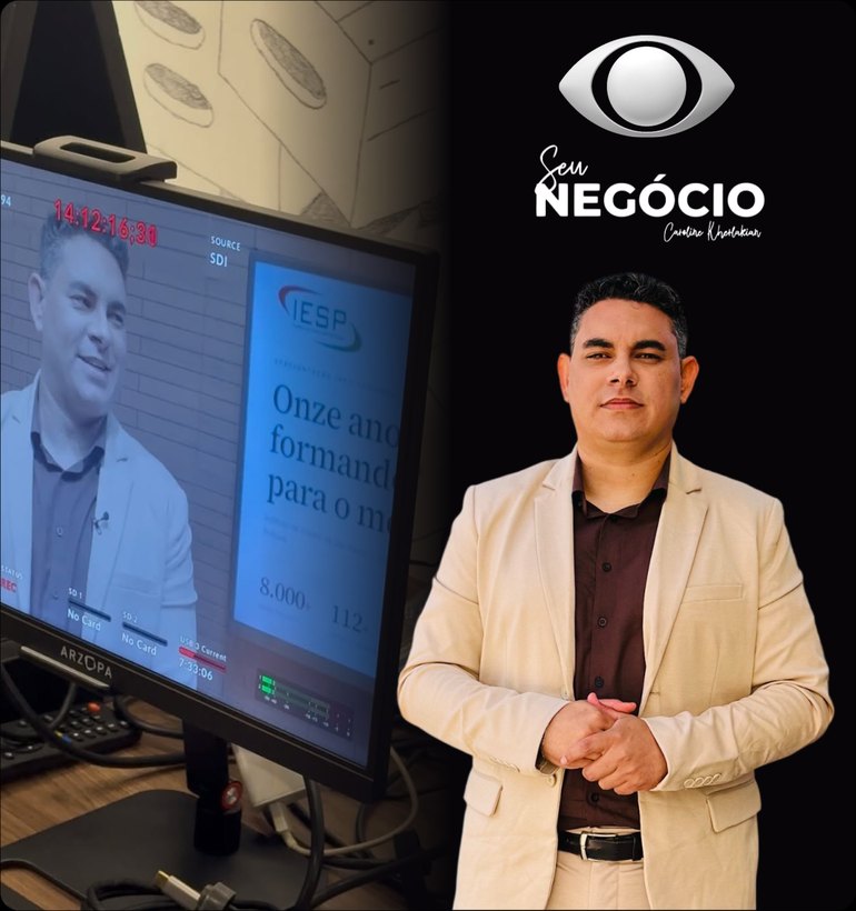 Alessandro Duarte, do IESP Cursos, na grava&ccedil;&atilde;o do programa Seu Neg&oacute;cio, da TV Band